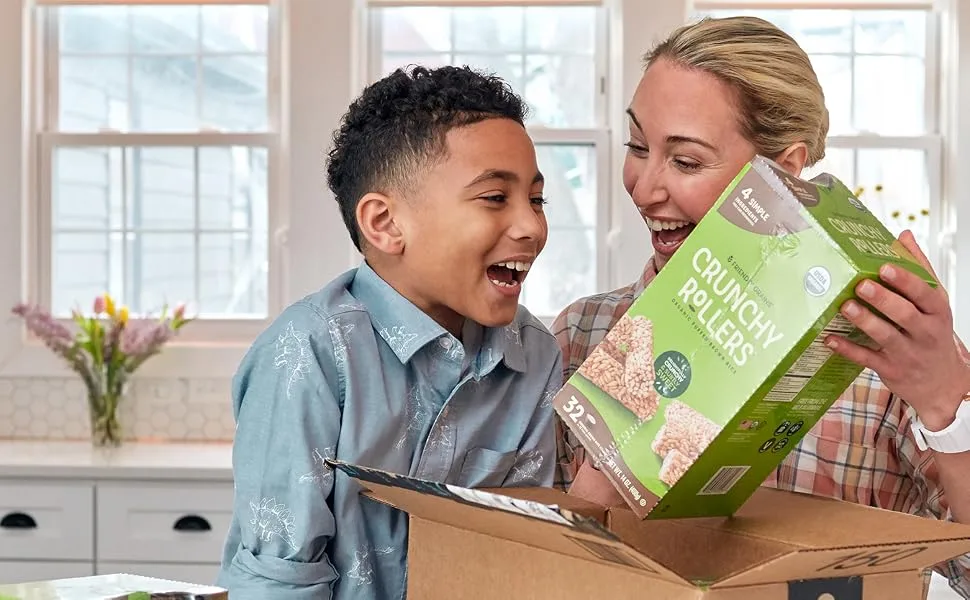 Friendly Grains - Crunchy Rollers - Organic Rice Snacks - Original Brown Rice (16 packs of 2) - unboxing