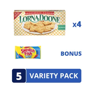 Lorna Doone Shortbread Cookies, 3 - 10 oz Boxes of 10 Snack Packs + Bonus SWEDISH FISH Mini Soft & Chewy Candy Snack Pack - image