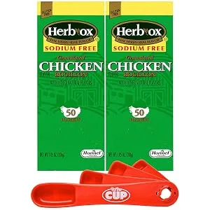 Herb-Ox Granulated Sodium-Free Chicken Flavor Bouillon (Pack of 2) with By The Cup Swivel Measuring Spoon - product square