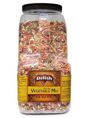 Deluxe Dried Vegetable Soup Mix by Its Delish, 4 LB Restaurant Gallon Size Jug With handle | Premium Blend of Dehydrated Vegetables - vegetable mix