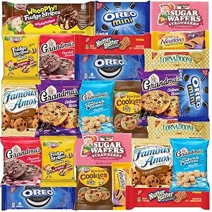 A Great Surprise Cookie Assortment - 25 Pack - Individually Wrapped Cookies - Oreos, Keebler, Sugar Wafers Grandma's and Much More - cookie assortment mix bulk snacks