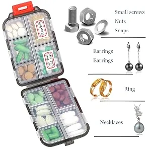 4 Pack Tablet Box 7 days Pill dose 10 compartments Handy medication box Easy to open Pillendose 7 days by muchengbao (gray) ... - Tablettenbox 7 Tage, Pillendose 10 Fächer Handlicher Medikamentenbox Leicht Zu für Reise