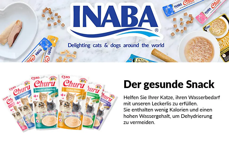 Inaba Churu Puree Katzensnacks - Cat paste to feed from the hand - Cat sticks with tuna & shrimp - 4 sticks x 14 g tuna & shrimp 4 pieces (1 Pack) - Inaba, Katzenfutter, Churu Bites, frisches Thuna, Huhn, gesundes Futter