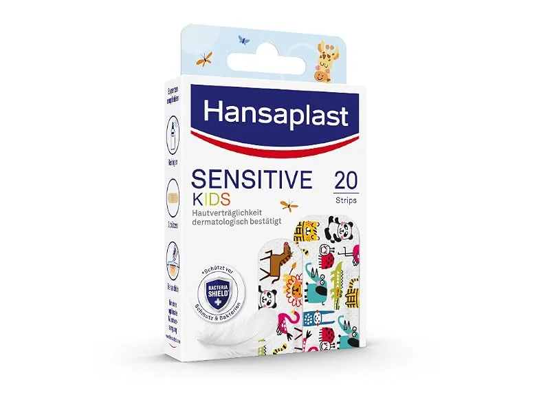 Hansaplast children's plaster sensitive (20 strips) wound pavement with cute animal motifs for cheering up painless plaster set 20 pieces (1 Pack) sensitive - hansaplast pflaster wundpflaster heftpflaster verpackung wundversorgung erste hilfe