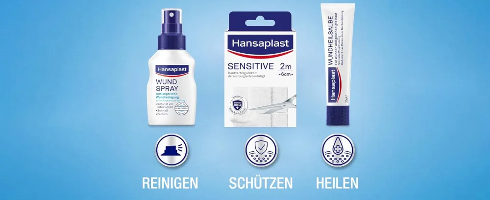 Hansaplast sensitive plasters (20 strips) skin -friendly and hypoallergenic wound plaster with Bacteria Shield & Safe adhesive power painless plasters 20 pieces (1 Pack) light - hansaplast pflaster wundpflaster wundversorgung wundheilung drei schritte wundheilsalbe wundspray