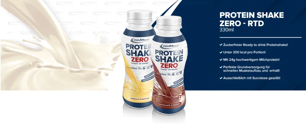 IronMaxx Protein Shake ZERO Ready to Drink Chocolate Flavor 330 ml Bottle (Pack of 1) Chocolate 330 ml (Pack of 1) - banner rtd