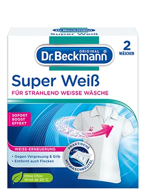 Dr.Beckmann powder super white |Removes grassper |helps against yellowing |The laundry becomes bright white again fresh |2x 40 g 1 Pack - Super Weiß