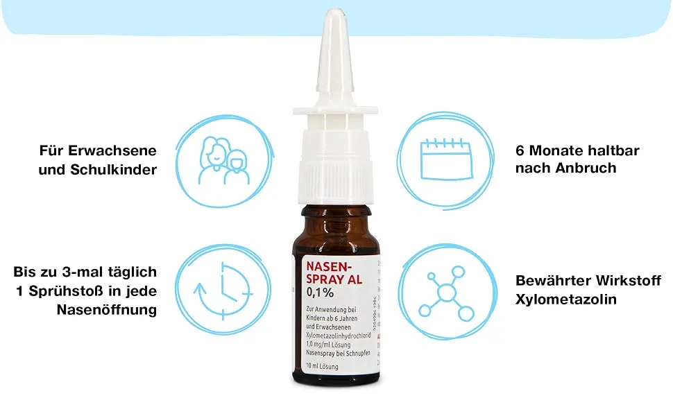 Aliud Pharma nasal spray AL 0.1 % solution 10 ml: With decongestant effect on the nose 10 ml (1 Pack) nasal spray 0.1 % - Aliud AL Nasenspray Anwendung