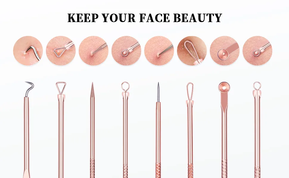 Ducare blackhead remover comedone squeezer set 4 pieces professional extraction pen set for removing acne pimples Comedon extractor for facial care with case (gold) - product information 27