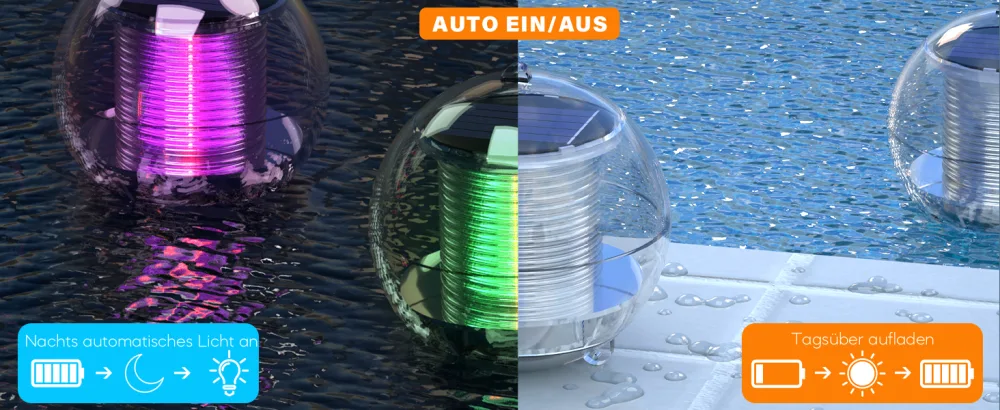 ELETOROT Solar floating pool lighting pool accessories pond lighting solar floating ball pool light water light multiple decoration for pool pond garden flowers (2 pieces) 2 pcs - pool beleuchtung