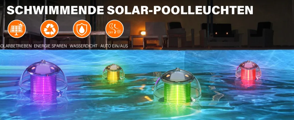 ELETOROT Solar floating pool lighting pool accessories pond lighting solar floating ball pool light water light multiple decoration for pool pond garden flowers (2 pieces) 2 pcs - pool licht