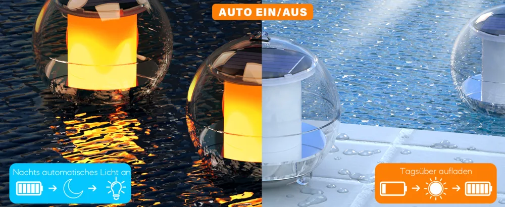 Solar floating flame pool lighting flame light Pool accessories pond lighting solar floating ball pool light water light solar lamps decoration for outside balcony pond garden (2 pieces) flame 2 pcs - pool beleuchtung