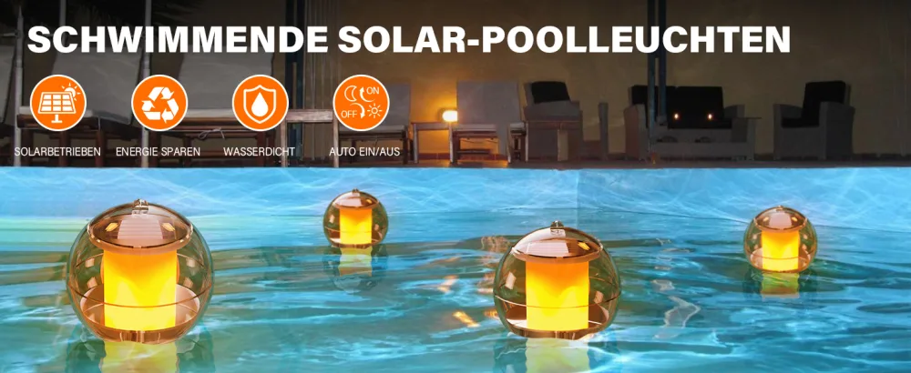 Solar floating flame pool lighting flame light Pool accessories pond lighting solar floating ball pool light water light solar lamps decoration for outside balcony pond garden (2 pieces) flame 2 pcs - pool licht