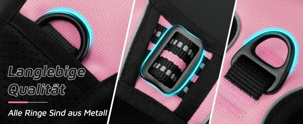 Eagloo dog harness medium -sized dogs anti -train dog harness with reflex strips and control adjustable adjustable and durable breast harness dog suitable for walking and jogging pink m m (1 pack) pink) - product information 2