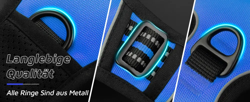 Eagloo dog harness Large dogs anti -train dog harness with reflex strips and control adjustable and adjustable dish Dog large chest harness for labrador blue XL XL (1 Pack) blue - product information 2