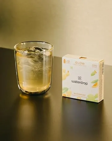 Waterdrop Microdrinkrink Eisetee Set |36 Ice Tea drops cubes |Zero sugar powder |3 fruity varieties: black tea + peach green tea + lemon black tea + raspberry |Valuable vitamins button pack - waterdrop glow