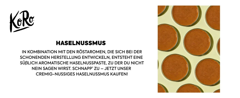 Koro - hazelnutmus 2 x 500 g - made of 100% hazelnuts without sugar and salt or other additives - perfect as a spread 500 g (2 -pack) - Haselnussmus