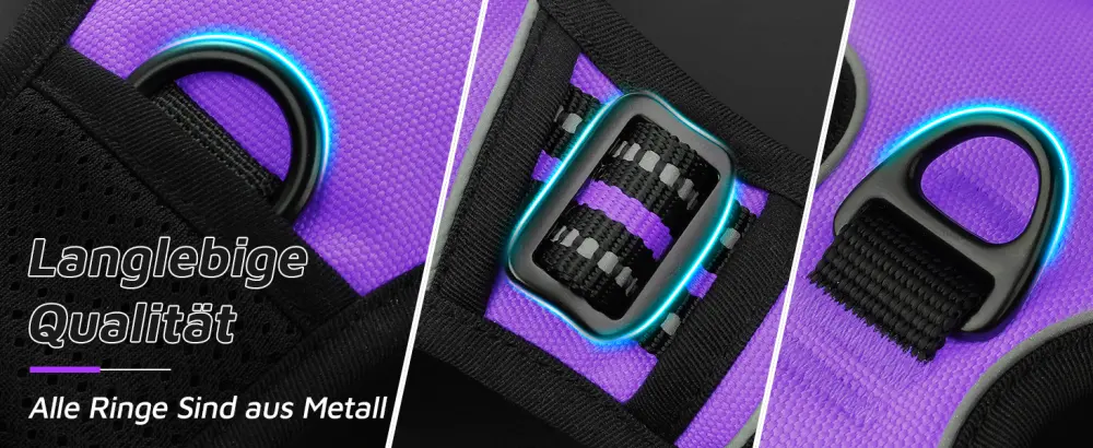 Eagloo dog harness medium -sized dogs anti -train dog harnesses with reflex strips and control adjustable adjustable and durable breast harness dog suitable for walking and jogging purple m m (1 Pack) purple - product information 2