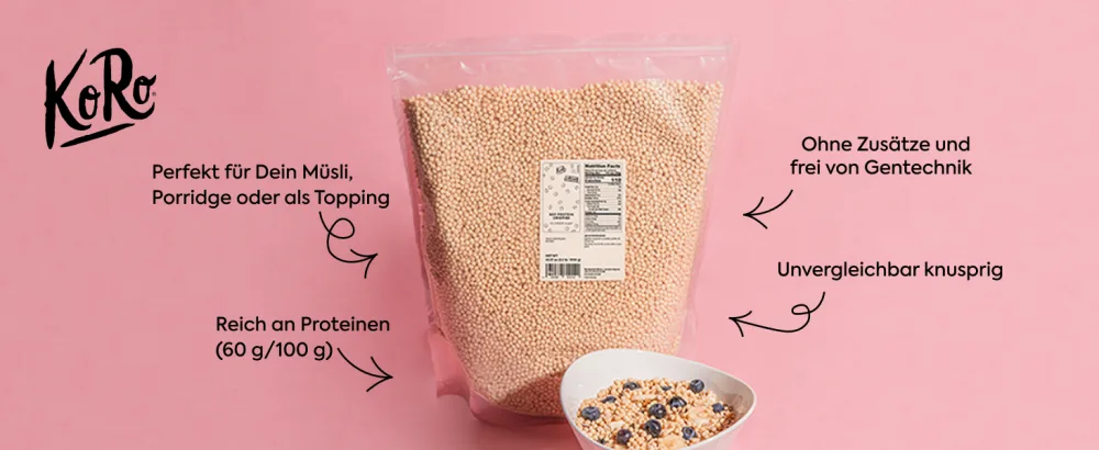 KoRo - Soya Protein Crispies 1 kg - 60 % Protein Vegan Value Pack - CRIS_004