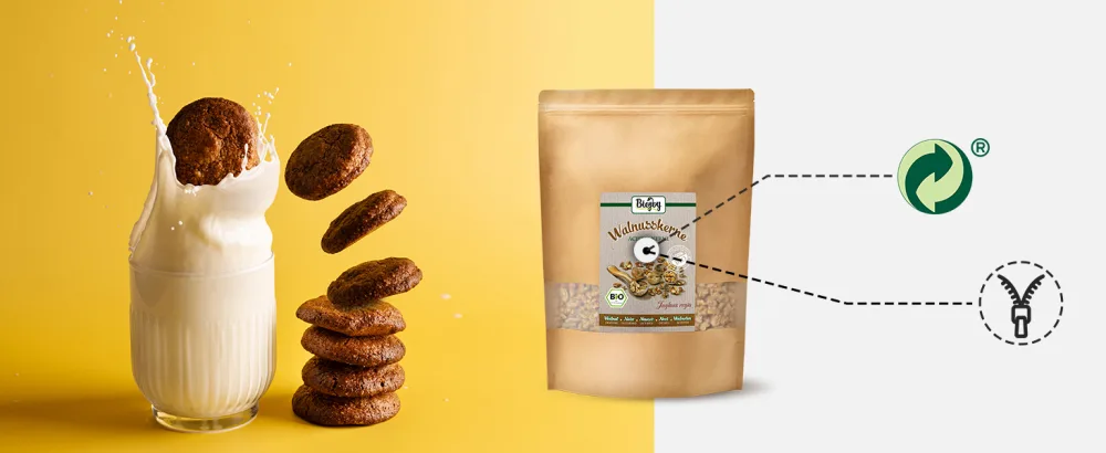 Biojoy ORGANIC walnut kernels eighth kernels (2 kg) walnuts without shell (Juglans regia) walnut kernels eighth kernels 2 kg (1 pack) - nachhaltig plastik-frei umwelt recycelbar recycling verpackung biologisch ab-baubar papier bio