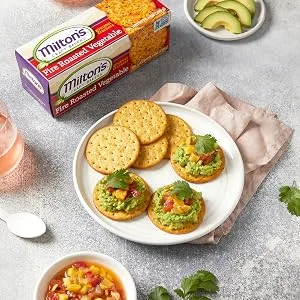 Milton’s Gourmet Baked Crackers, 3 Pack Flavor Variety Bundle: Original Multi-Grain, Fire-Roasted Vegetable, and Olive Oil & Sea Salt, 8.4 Oz Each - fire roasted vegetables