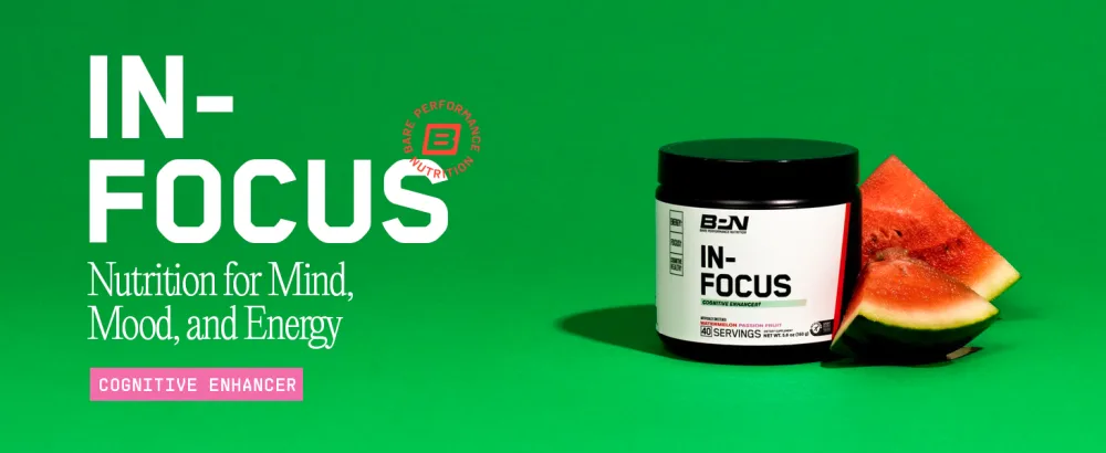 BARE PERFORMANCE NUTRITION, BPN in-Focus Brain Support Supplement, Improve Focus & Energy, Alpha GPC, Watermelon Passionfruit, 40 Servings - BPN in focus cognitive enhancer nutrition for mind mood and energy