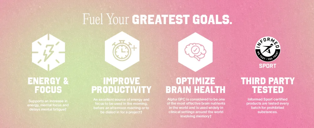 BARE PERFORMANCE NUTRITION, BPN in-Focus Brain Support Supplement, Improve Focus & Energy, Alpha GPC, Watermelon Passionfruit, 40 Servings - BPN in focus cognitive enhancer nutrition for mind mood and energy