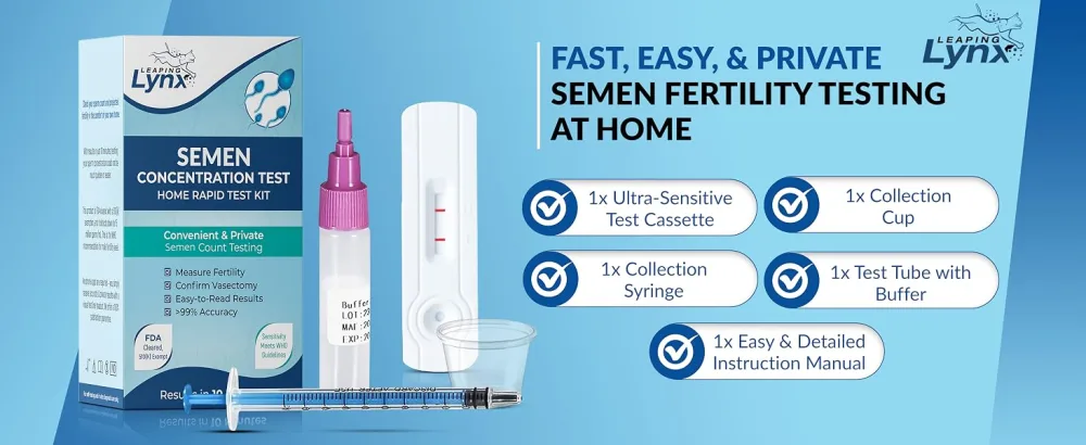 Fertility Test Kit for Men, Shows Normal or Low Sperm Count, Easy Sperm Test Results in Minutes, Sperm Check Male Fertility Test, Accurate & Private Vasectomy Sperm Check Test Kit for Sperm Fertility - Leaping Lynx Male Fertility Test