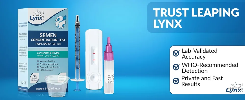 Fertility Test Kit for Men, Shows Normal or Low Sperm Count, Easy Sperm Test Results in Minutes, Sperm Check Male Fertility Test, Accurate & Private Vasectomy Sperm Check Test Kit for Sperm Fertility - Leaping Lynx Male Fertility Test