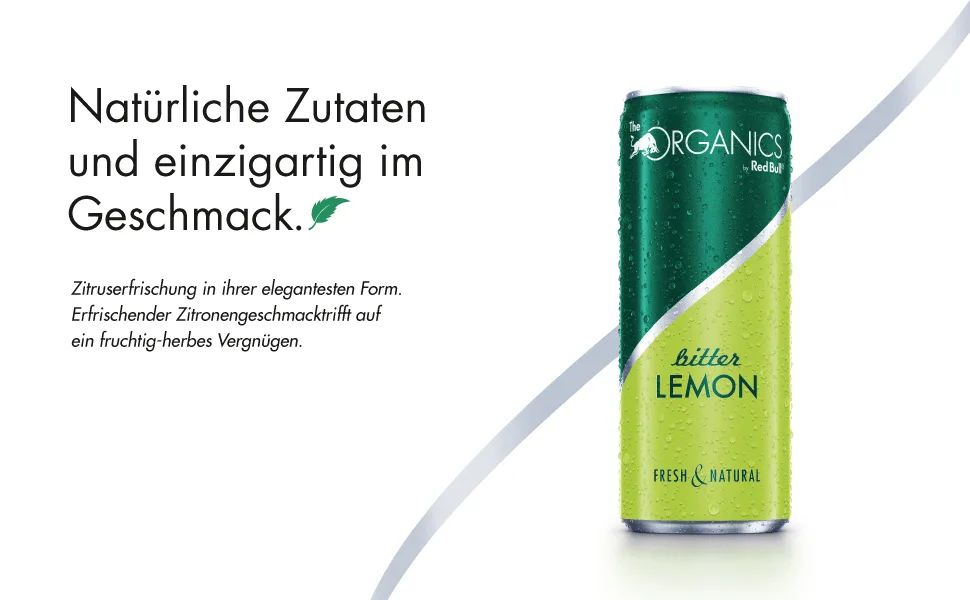 Red Bull Organics by Red Bull Bitter Lemon 24 x 250 ml cans of organic drinks 24-pack WITHOUT DEPOSIT - A+ BL
