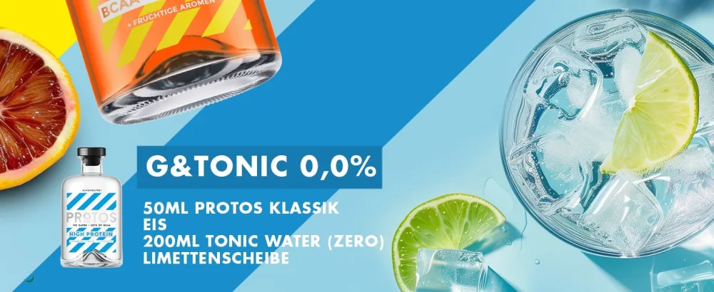 Protos red 0.0% |Alcohol -free distillate |For non-alcoholic cocktails and long drinks |+ 12.5g BCAAS and 5 vitamins |500ml single bottle - Protos