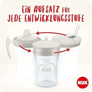 NUK 3-in-1 drinking cup set with trainer cup batch cup (6+ months) Magic Cup 360 drinking cup (8+ m) & action cup drinking bottle children (12+ m) |230 ml |BPA-free |Green Leopard boys (blue) single - product information 4