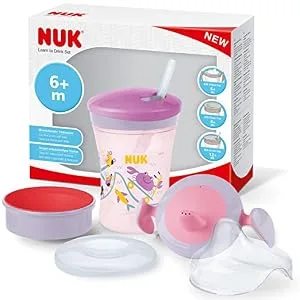 NUK 3-in-1 drinking cup set with trainer cup batch cup (6+ months) Magic Cup 360 drinking cup (8+ m) & action cup drinking bottle children (12+ m) |230 ml |BPA-free |Green Leopard boys (blue) single - product information 5