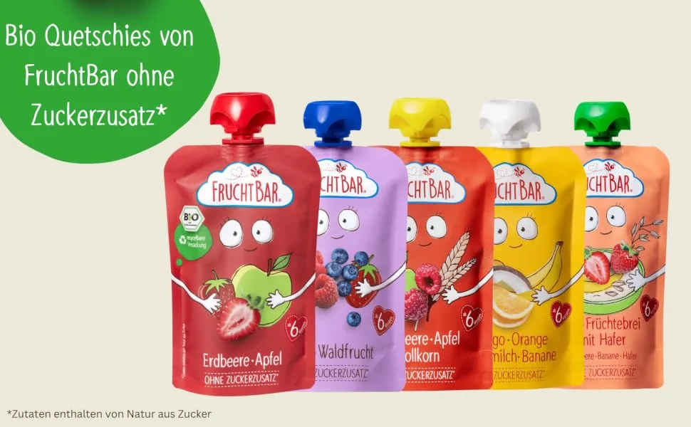Fertile organic fruit squeezing treasure chest 19 fruit puree squeezing bags in different varieties fruit puree for babies from 6 months & children 19 Pack - Quetschies A+ Content