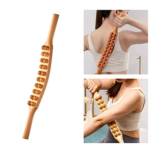 Colcolo Wooden Scraping Stick Massage Tool Lymphatic Drainage Tool Body Shaping for Legs Beech - Gua Sha-Schabemassage mit 20 Perlen aus Holz