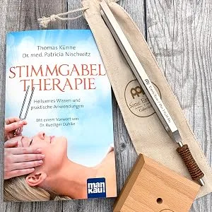 Sonic Energy Therapy tuning fork set "Earth"-Therapy OM tuning fork in 136.10 Hz-including wooden stand and book on the tuning fork therapy (TTF-E+BOOK) - Therapie-Stimmgabel-Bundle