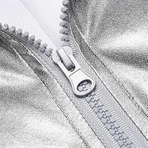 Duohropke Men's Metallic Nightclub Jacket Slim Fit Zipper Varsity Baseball Bomber Shiny Party Dance Disco Jackets L 01 Blue - product information 5