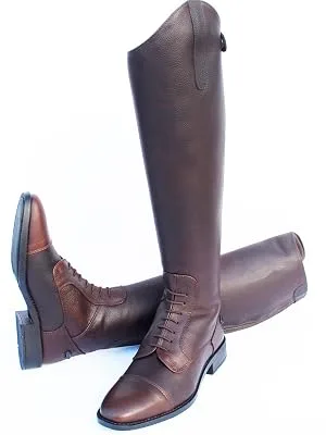 Rhinegold Elite Luxury Riding Boots Leather with Laces Brown Size 3 (EU36) - Calf 0 Brown - Braun Luxus