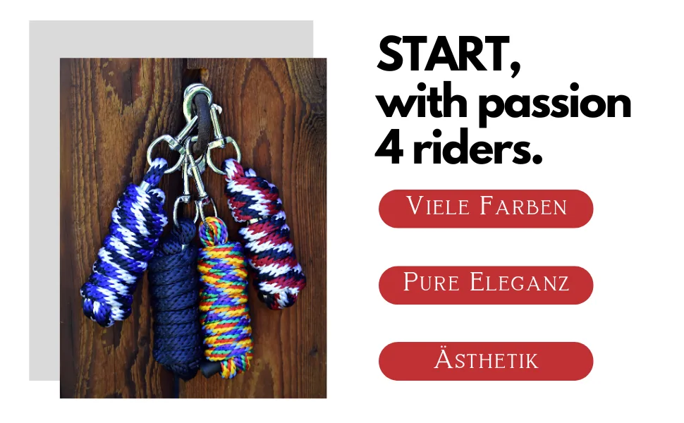 Connection trick for horses and ponies start hard pp rope 2m with classic carabiner hook and panic (black/red/white panic) black/red/white panic hooks - uwiaz