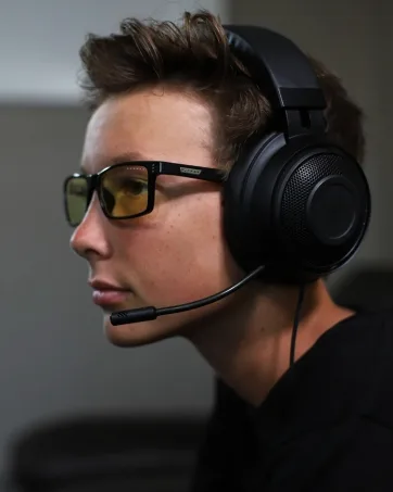 Gunnar gaming and computer glasses |Model: Intercept |Anti-blue light glasses |Patented lens 65% blue light & 100% UV light protection standard - Cruz +12