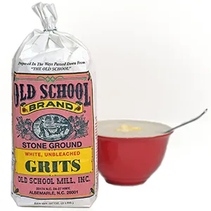Old School Brand Stone Ground White Corn Grits Non-GMO 30 Ounce Bags (Pack of 2) - Grits&Bowl