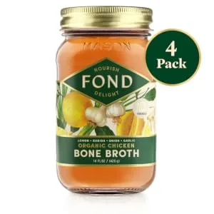 FOND Certified Organic Chicken Bone Broth (Liquid Light Organic Chicken Bone Broth, 4 Pack) Liquid Light 14 Fl Oz (Pack of 4) - Chicken Spring Clean