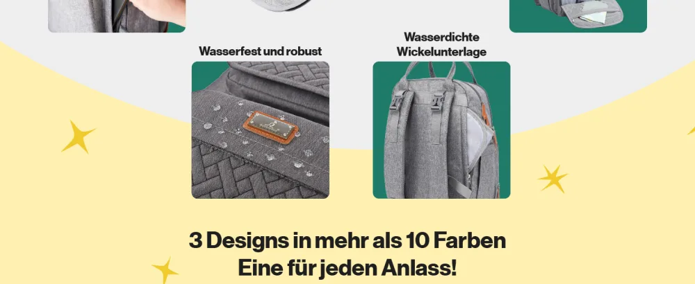 BabbleRoo Baby Diaper Bag/Backpack Diaper Backpack Casual Diaper Bags Dark Grey - Babbleroo Original-Wickeltasche Multifunktional, modisch und mit langlebigem Design konzipiert.