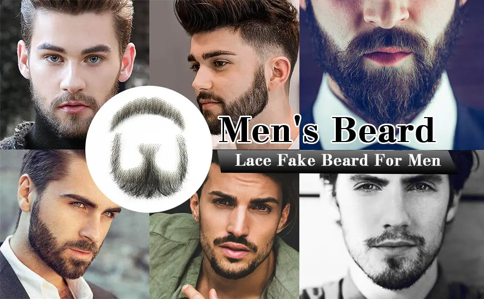 Remeehi Ziegenbartchen Herren-Bart Echthaar Spitze handgefertigt Schnurrbart for Verkleidungen - Fake Beard Human Hair Fake Beard Looks Real Fake Beard Realistische Fake Beard