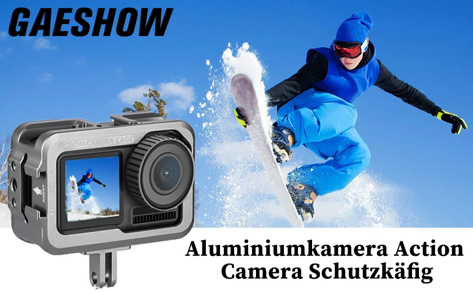GAESHOW Aluminum Camera Action Camera Protective Cage Vlog Extension Frame for DJI Osmo Action Motion Camera Cage (A) - GAESHOW Aluminiumkamera Action Camera Schutzkäfig Vlog Verlängerungsrahmen