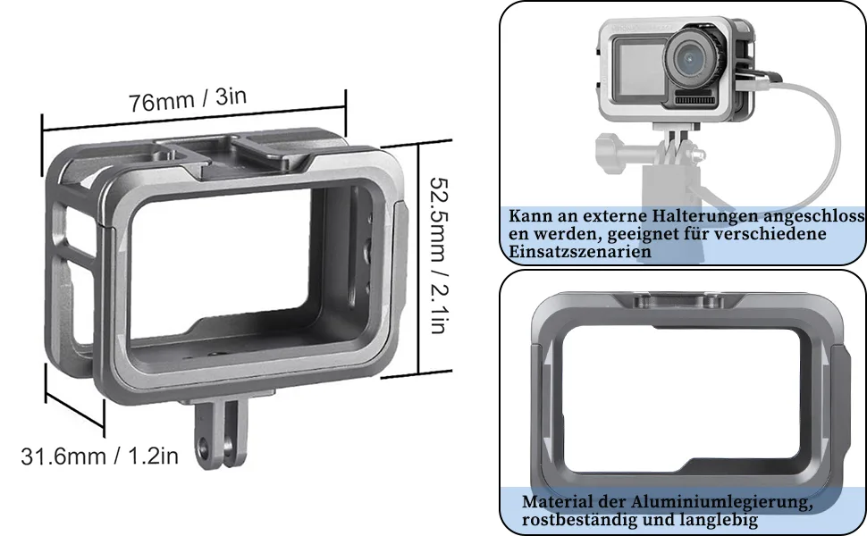 GAESHOW Aluminum Camera Action Camera Protective Cage Vlog Extension Frame for DJI Osmo Action Motion Camera Cage (A) - GAESHOW Aluminiumkamera Action Camera Schutzkäfig Vlog Verlängerungsrahmen