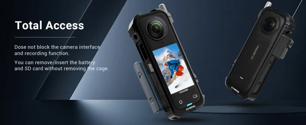 Cynova Insta 360 x4 multifunction frame for Insta360 x4 accessories Insta 360 x4 protective cover with silicone lens cover 2 cold shoes additional protection assembly inflexibility - Insta360 accessories