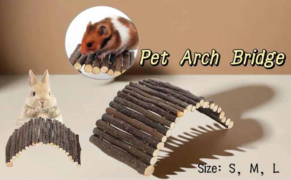 Wooden Hamster Bridge Flexible Multi-Purpose Arch Bridge for Guinea Pigs Chinchillas Ferrets Reptiles (S) - Pet Arch Bridge