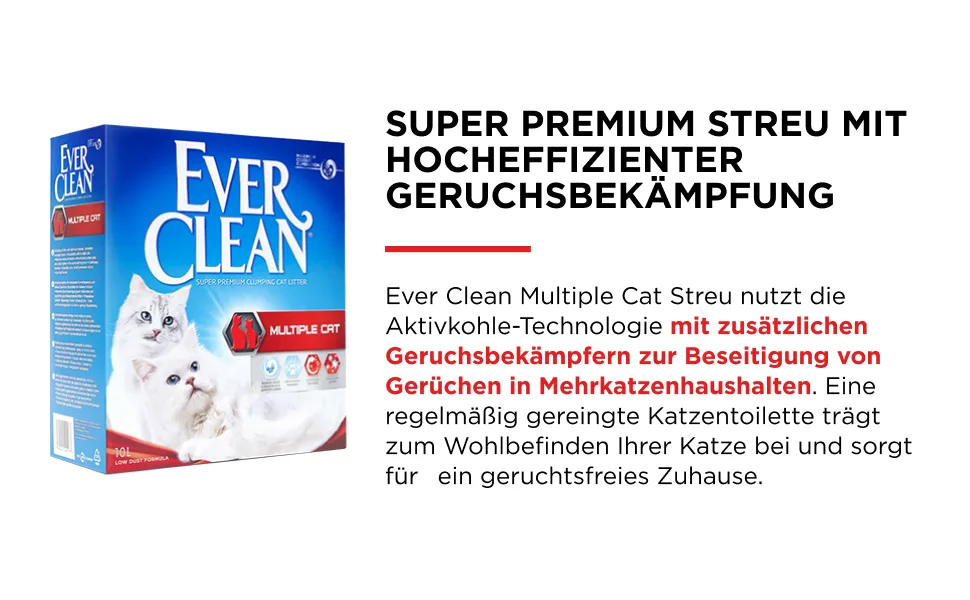 Ever Clean Cat Litter Multiple Cats Scented for Long Lasting Freshness Unbeatable Clumping Strength 10 l - Ever Clean Multiple Cat