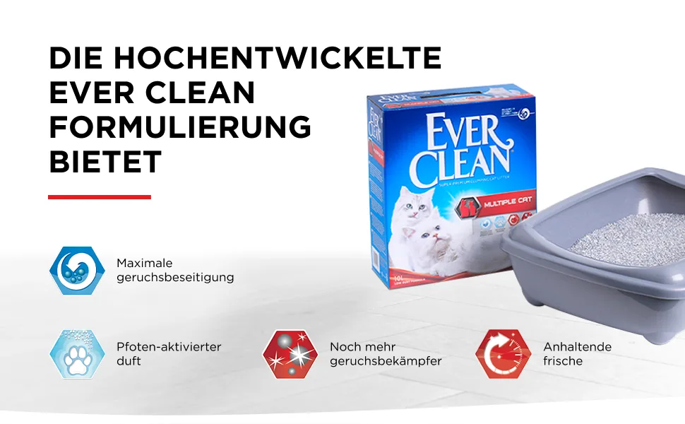 Ever Clean Cat Litter Multiple Cats Scented for Long Lasting Freshness Unbeatable Clumping Strength 10 l - Ever Clean Multiple Cat